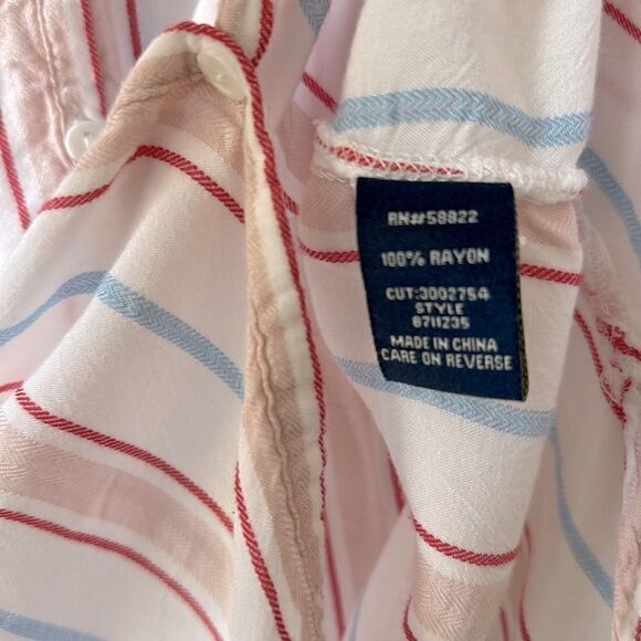 MAX EDITION Striped Tie Front Button down Size L - Picture 8 of 10